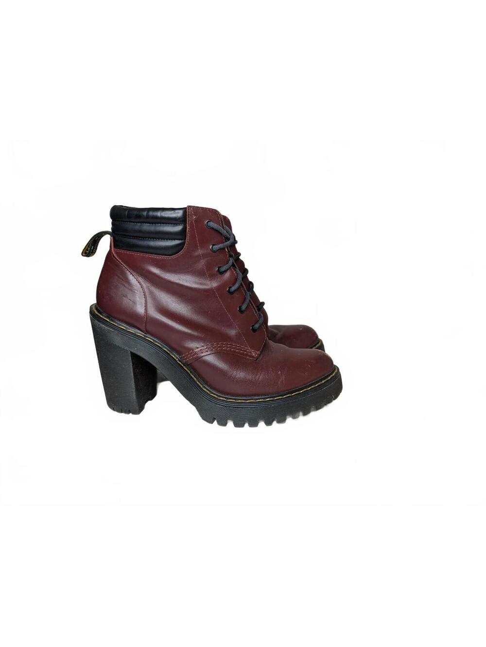Women's Dr. Martens Persephone Heeled Boot in Burgundy Leather, Size 8 US